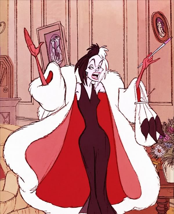 cruella de vil, 101 dalmatians, fur is murder