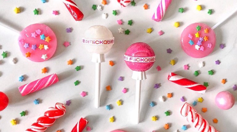 flickable, lip gloss, makeup, lollipop